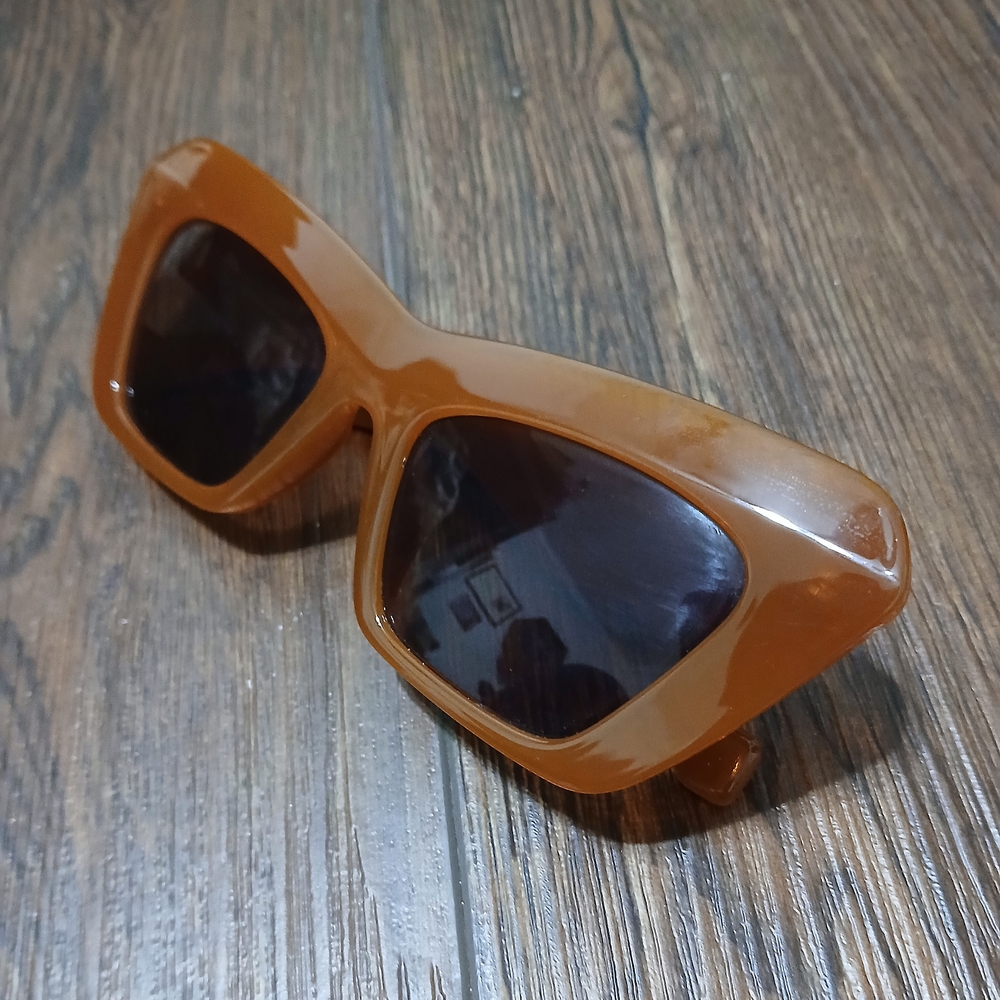 Oversized Cat Eye Burnt Orange Brown Sunglasses